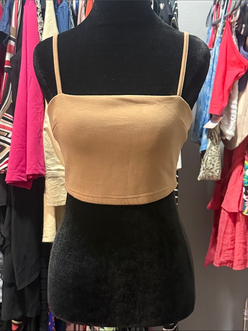 Fashion Nova Tan Spaghetti Strap Crop Camisole